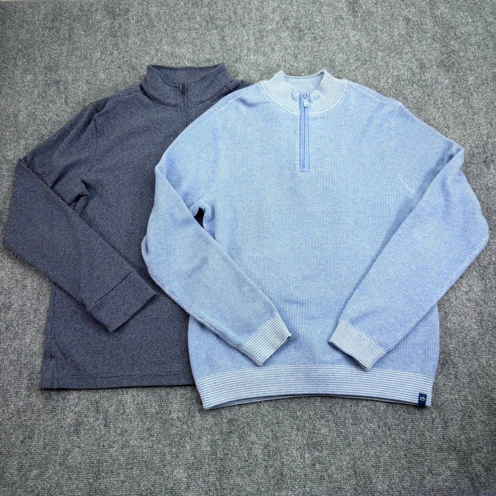 Southern Tide Sweater Mens Medium Blue Quarter‎ Zip Pullover LOT OF 2